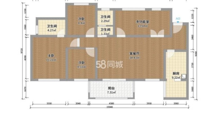 宜宾县柏溪镇 北新国际(金江大道) 4室1厅2卫 106平米