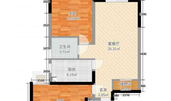 惠山区惠山新城 明发国际新城 2室2厅1卫 88平米