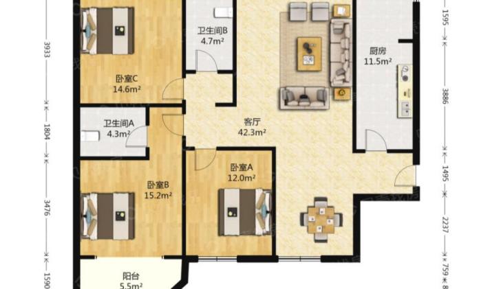 天桥区泺口 泉星小区 3室2厅2卫 139.05平米