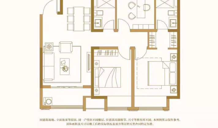 如皋市如皋 金科世界城 3室2厅2卫 109平米