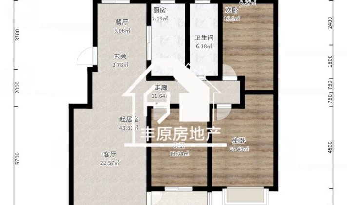 罗山县罗山 御景华府 3室2厅1卫 126平米