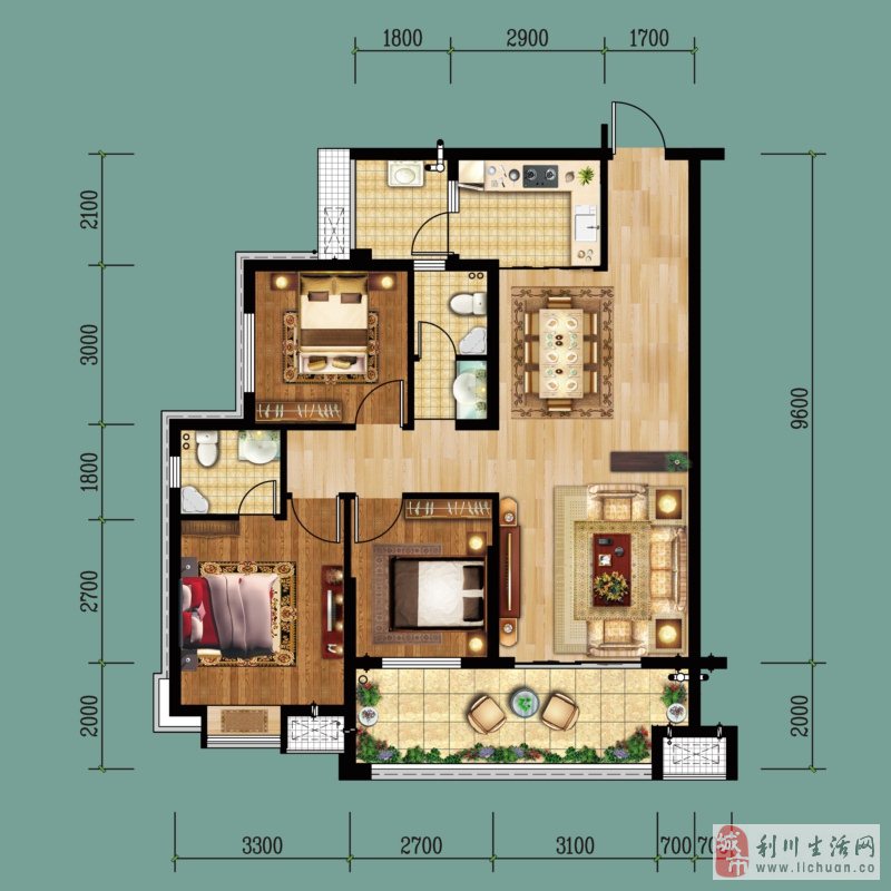 利川市 御景壹号 3室2厅2卫 117平米